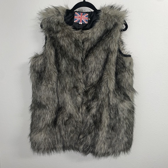 Miss London Faux Fur Vest Womens X-Large Ombre Shaggy Mobwife Boho - Picture 1 of 7